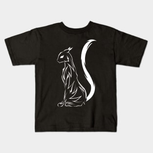 white tribal cat tattoo Kids T-Shirt